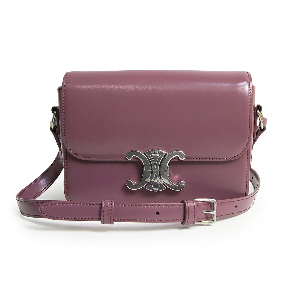 Celine Teen Triomphe Shiny Calfskin Purple Shoulder Bag Crossbody
